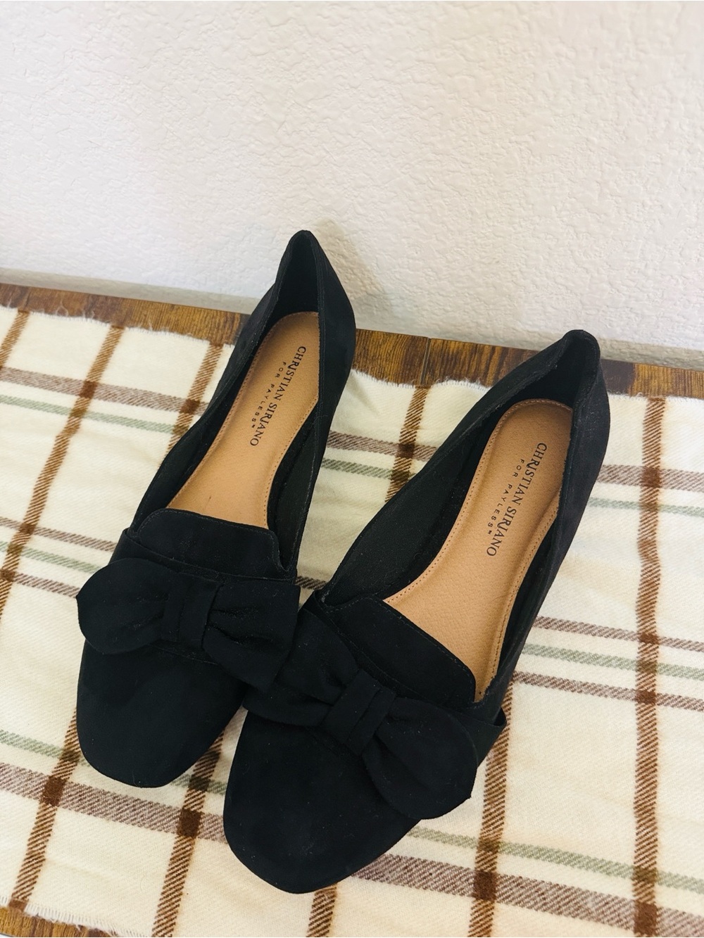 Christian Siriano • Black Bow Ballet Flats Square Toe Size 8.5